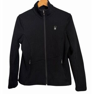 Spyder Core‎ Jacket Womens Large Full Zip Ribbed Sweater Black Ski Outdoors